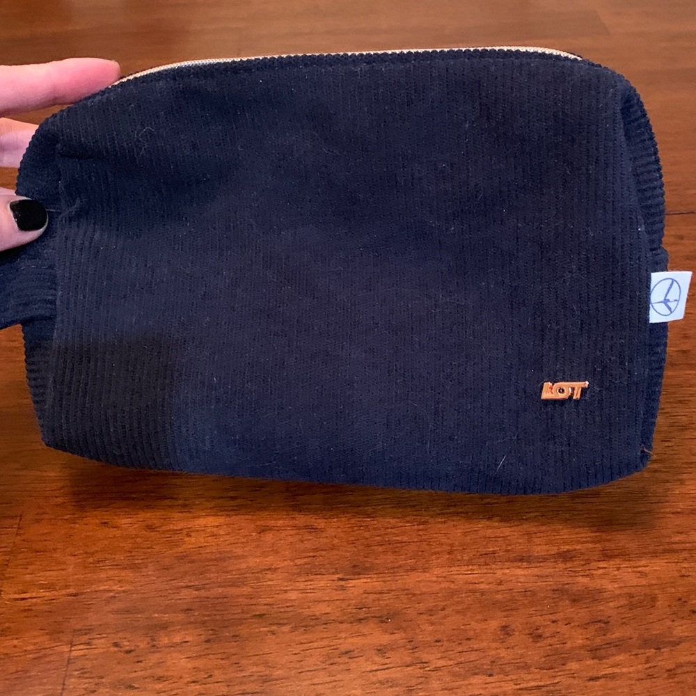 Navy Blue Corduroy unisex make up bag/ carrier, soft, flexible,compact, new,must